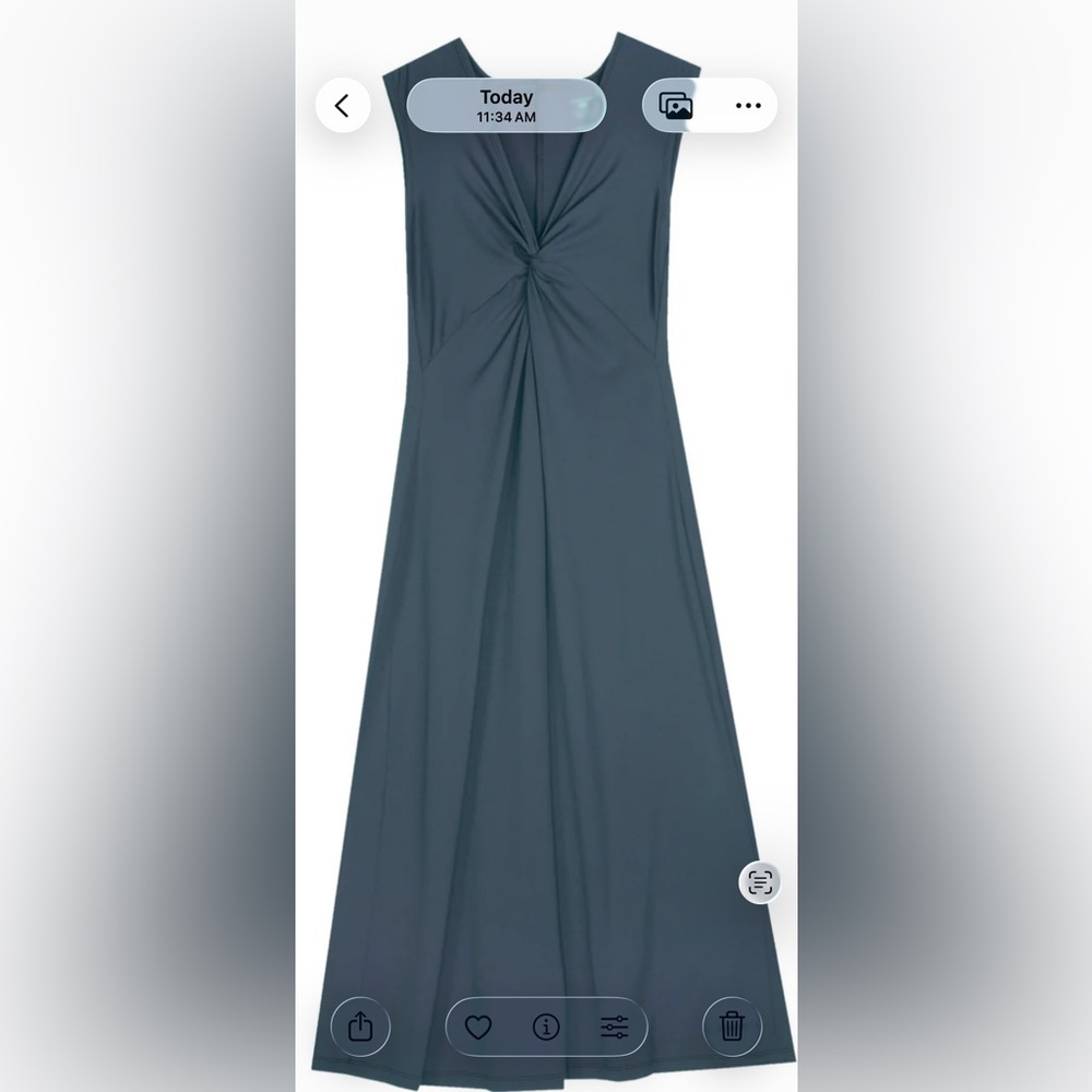 Patagonia Bandha midi Dress navy blue women’s S v twist neck Aline Airy stretch